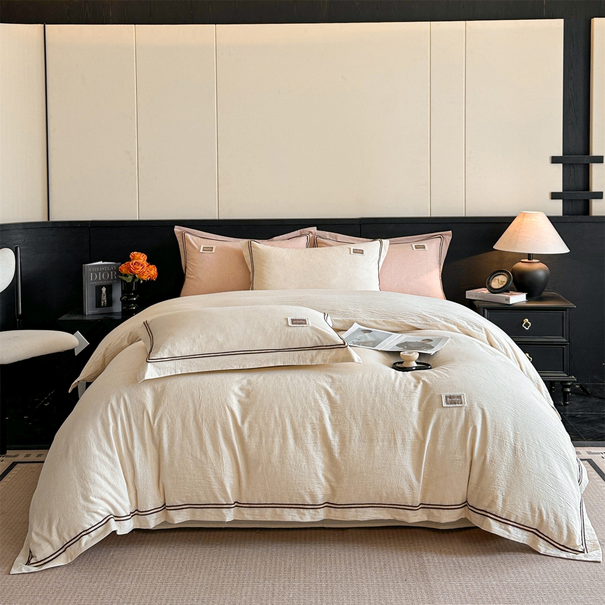 91家纺网 家纺一手货源 找家纺 （总）笙意家纺 2025新款A类全棉棉麻织带款四件套