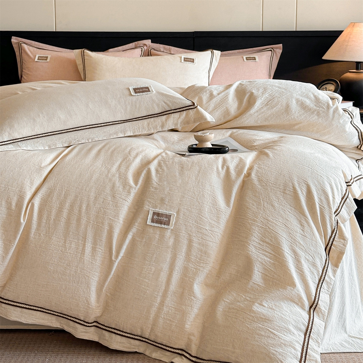 91家纺网 家纺一手货源 找家纺 （总）笙意家纺 2025新款A类全棉棉麻织带款四件套