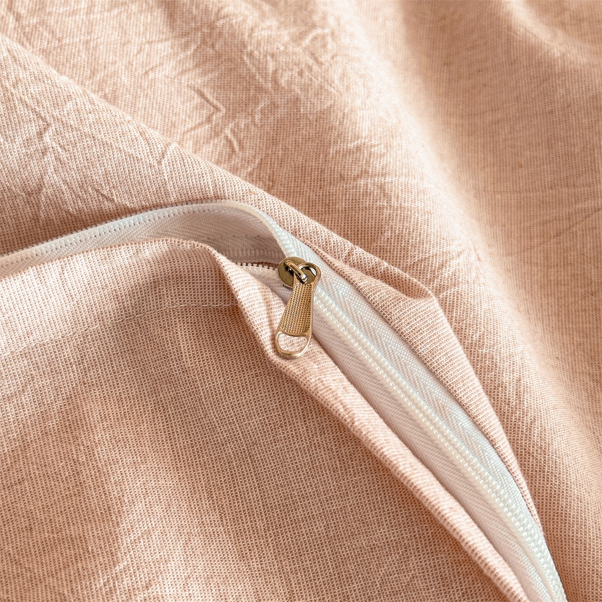 91家纺网 家纺一手货源 找家纺 笙意家纺 2025新款A类全棉棉麻织带款四件套 织带款-粉色