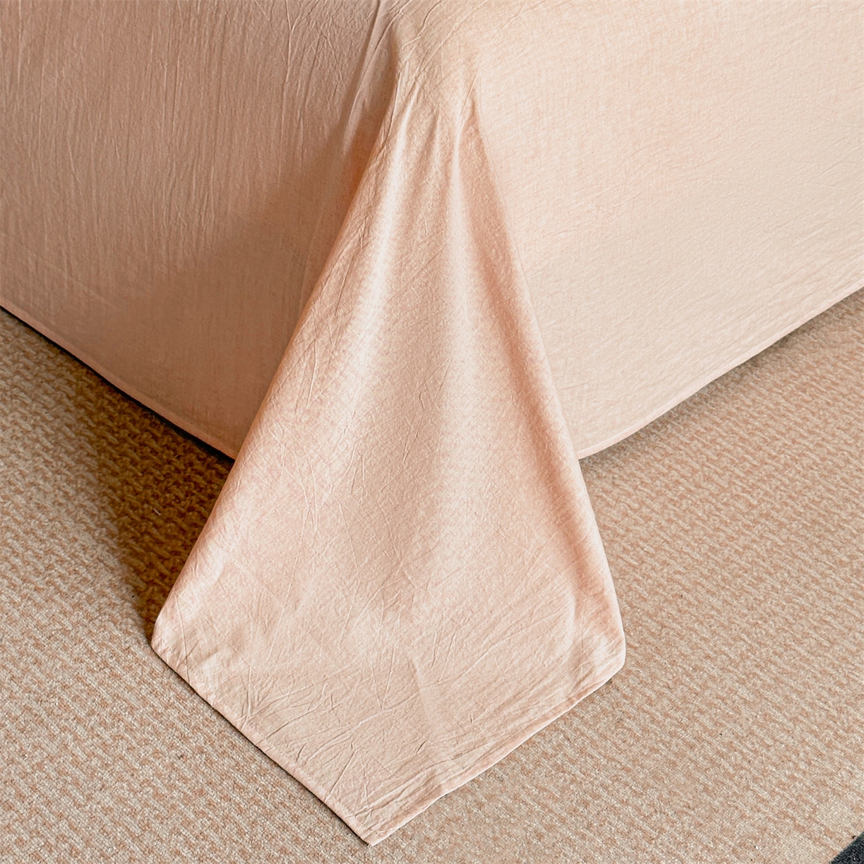 91家纺网 家纺一手货源 找家纺 笙意家纺 2025新款A类全棉棉麻织带款四件套 织带款-粉色