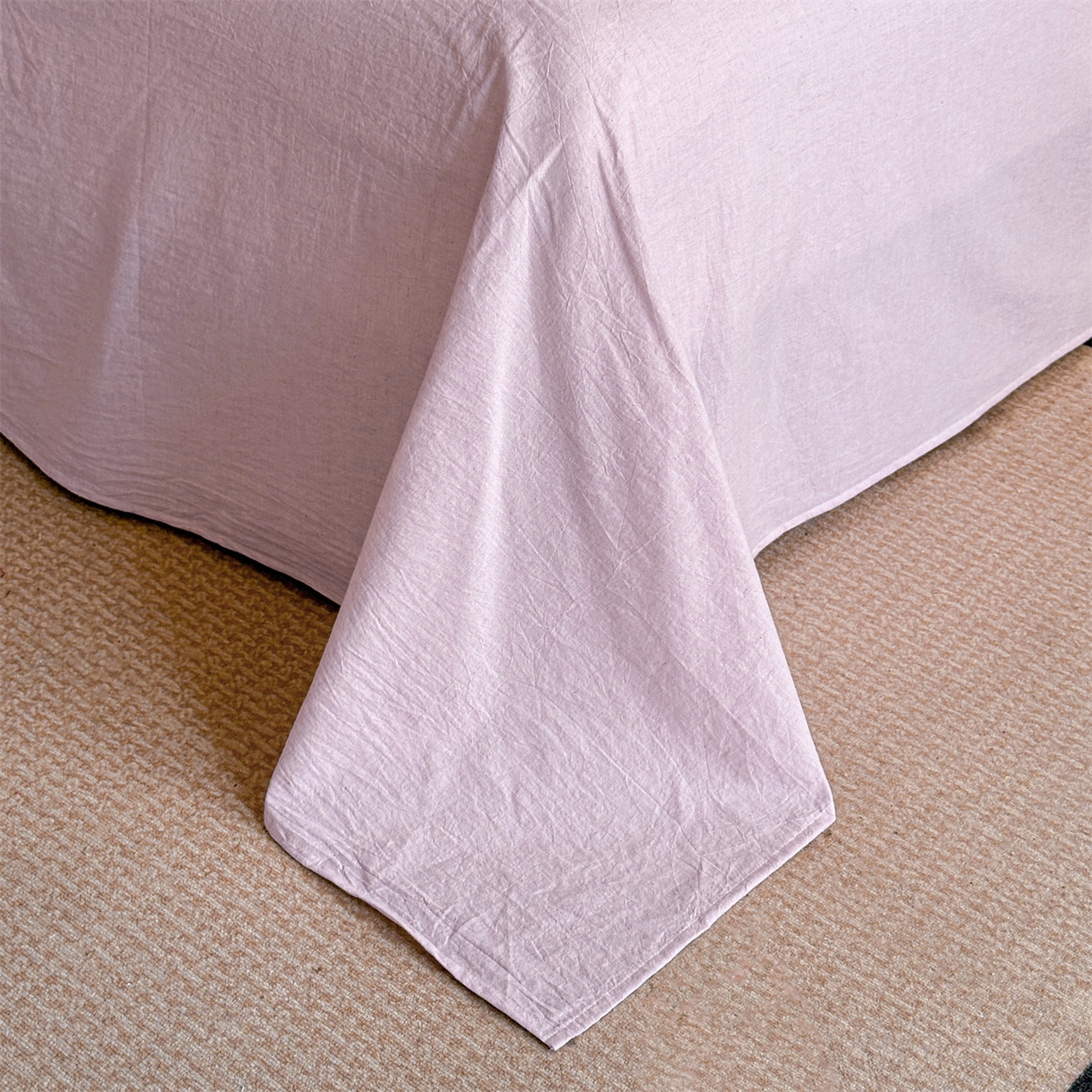 91家纺网 家纺一手货源 找家纺 笙意家纺 2025新款A类全棉棉麻织带款四件套 织带款-浅紫