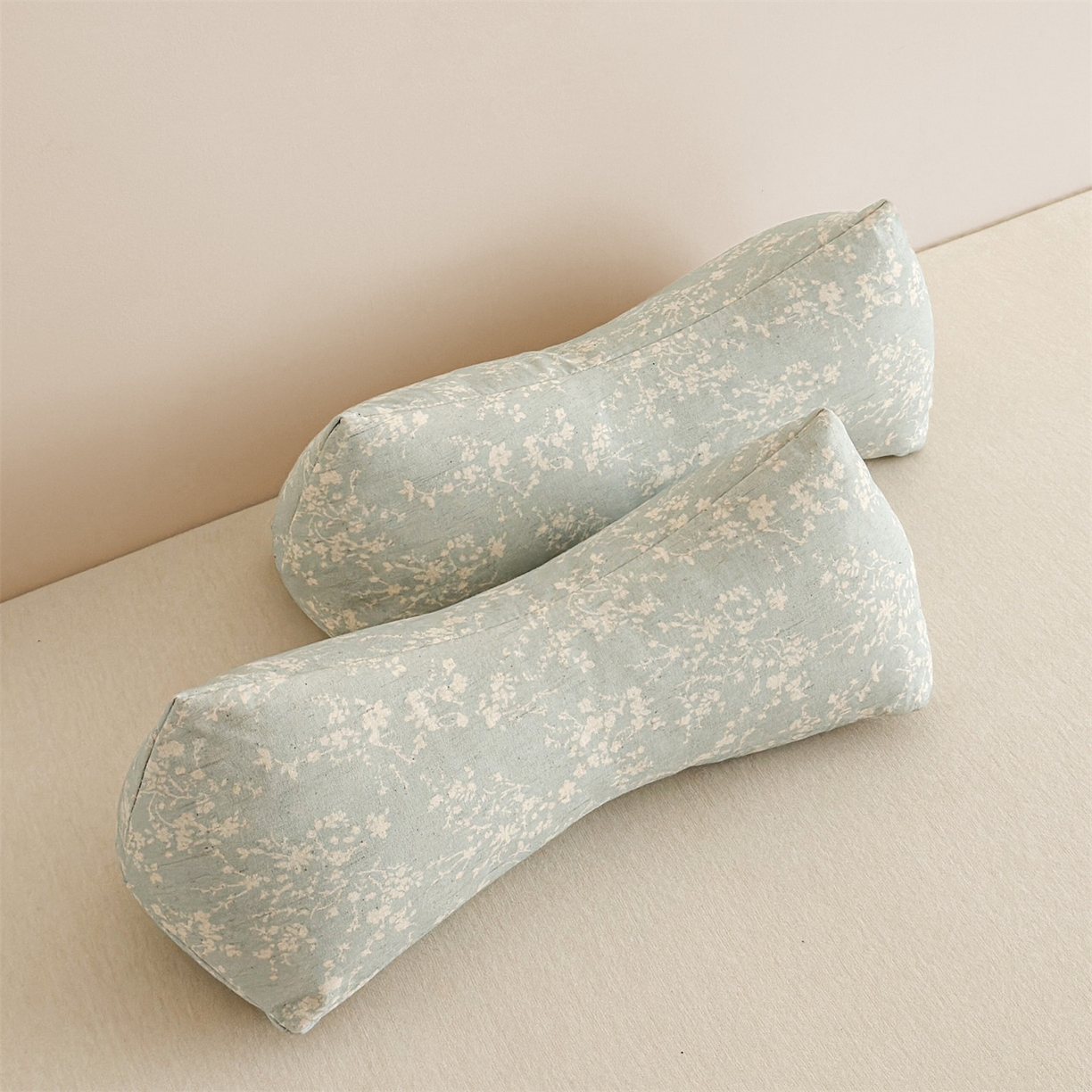 麦肯锡 2025新款棉麻三角荞麦枕 半夏浅蓝