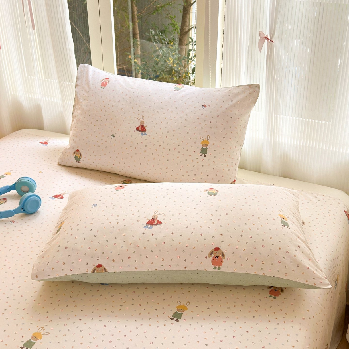 91家纺网 家纺一手货源 找家纺 清雅福 2025新款全棉柔软印花单枕套系列 大耳朵