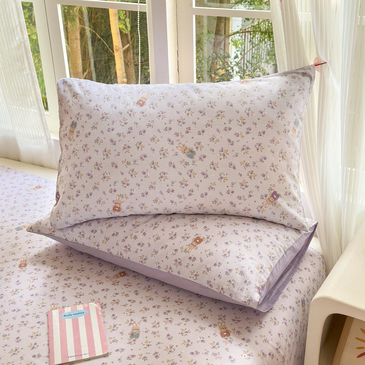 91家纺网 家纺一手货源 找家纺 清雅福 2025新款全棉柔软印花单枕套系列 乖乖兔