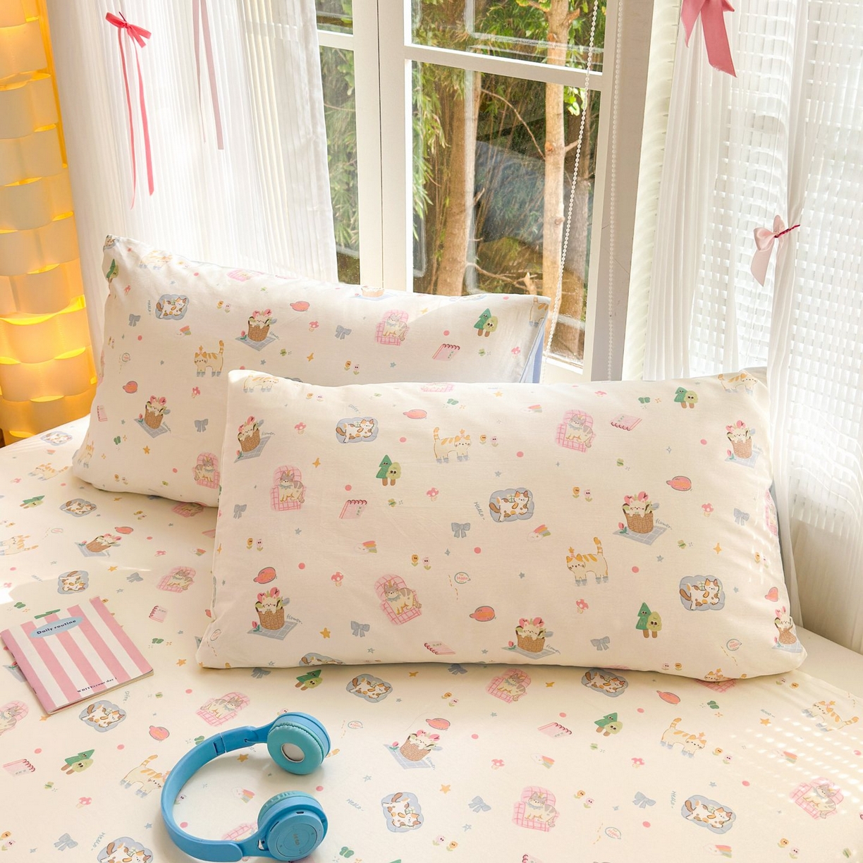 清雅福 2025新款全棉柔软印花单枕套系列 滚滚绣球团