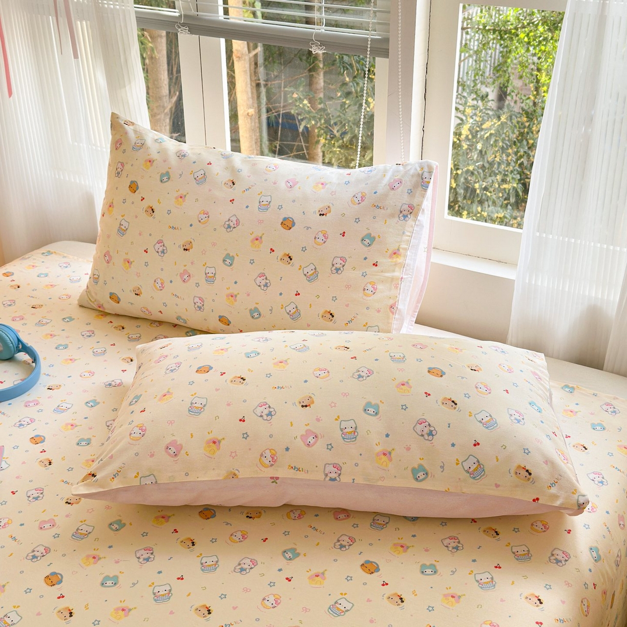 91家纺网 家纺一手货源 找家纺 清雅福 2025新款全棉柔软印花单枕套系列 蜜罐猫猫