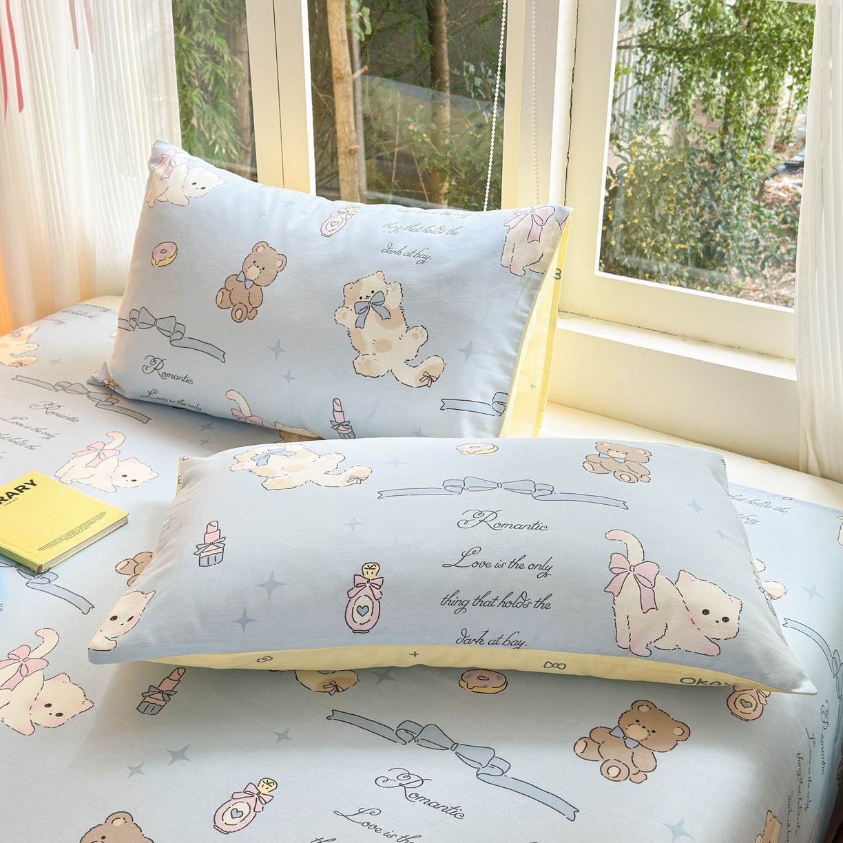 91家纺网 家纺一手货源 找家纺 清雅福 2025新款全棉柔软印花单枕套系列 奶油阿布-蓝