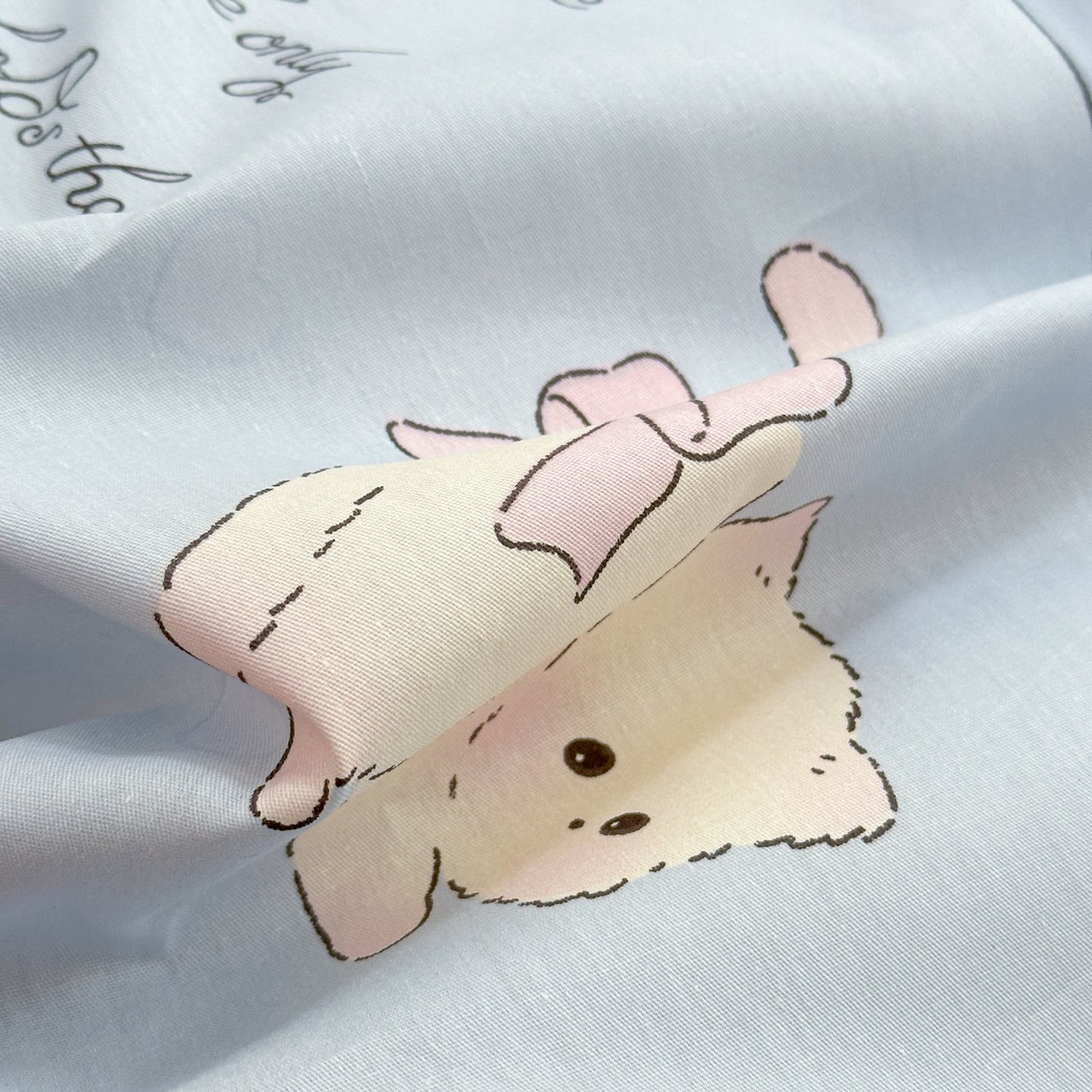 91家纺网 家纺一手货源 找家纺 清雅福 2025新款全棉柔软印花单枕套系列 奶油阿布-蓝