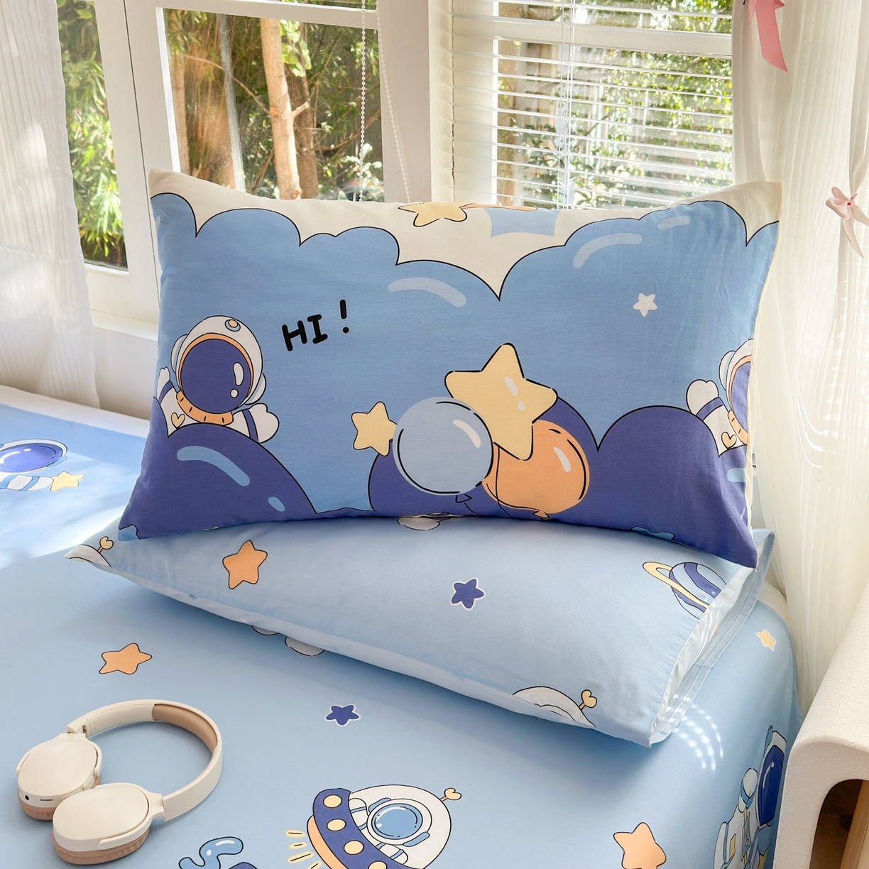 91家纺网 家纺一手货源 找家纺 清雅福 2025新款全棉柔软印花单枕套系列 太空梦乐园