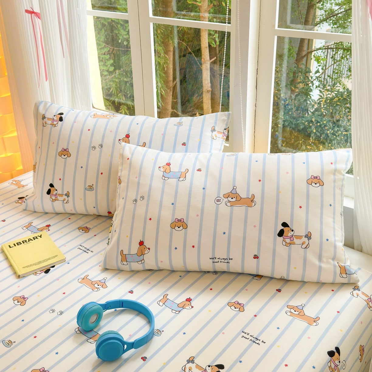 清雅福 2025新款全棉柔软印花单枕套系列 糖纸童年