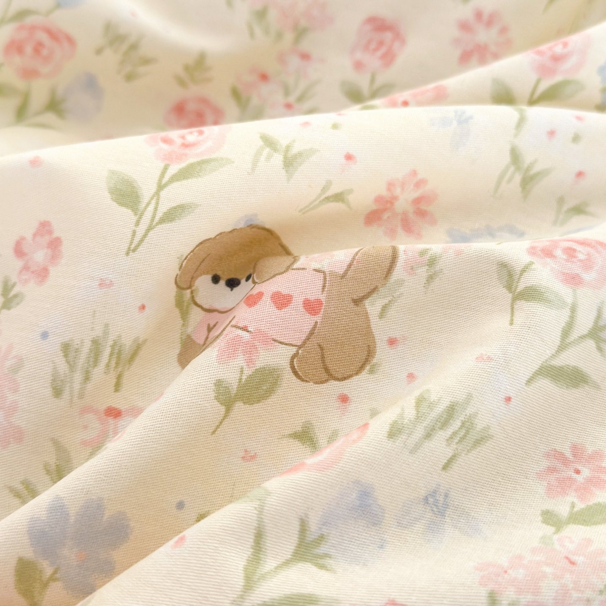 91家纺网 家纺一手货源 找家纺 清雅福 2025新款全棉柔软印花单枕套系列 甜莓手记-米