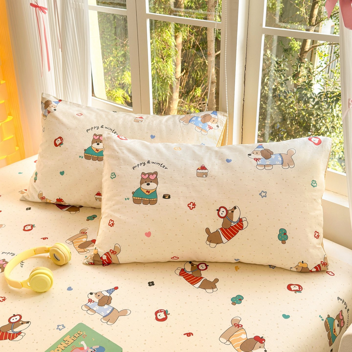 清雅福 2025新款全棉柔软印花单枕套系列 汪星卧室