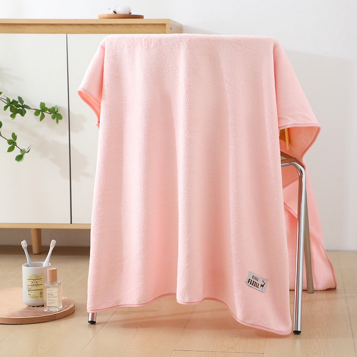 91家纺网 家纺一手货源 找家纺 娇兰毛巾 2025新款7A抗菌毛巾加大加厚纳米绒浴巾套巾 浴巾-恋粉 80*160cm
