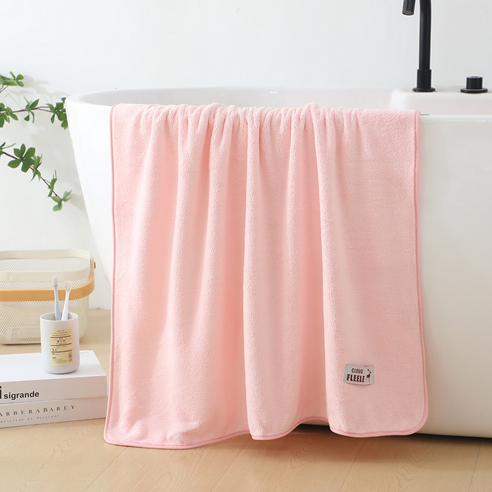 91家纺网 家纺一手货源 找家纺 娇兰毛巾 2025新款7A抗菌毛巾加大加厚纳米绒浴巾套巾 浴巾-恋粉 80*160cm