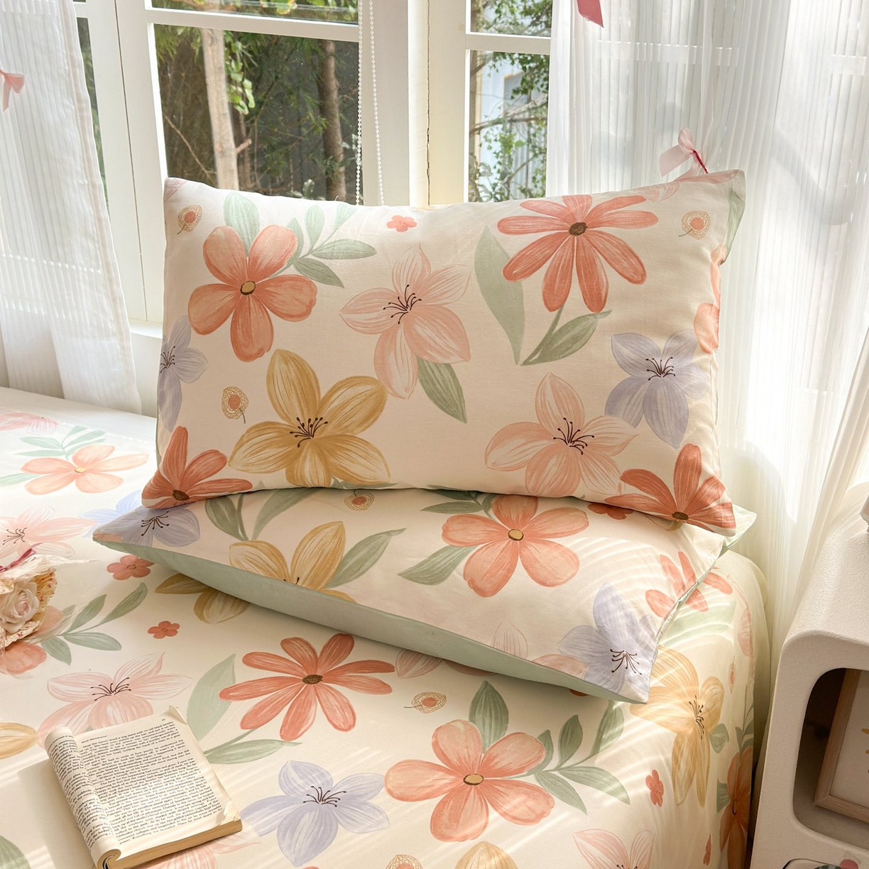 91家纺网 家纺一手货源 找家纺 清雅福 2025新款全棉柔软印花单枕套系列 云裳花谷