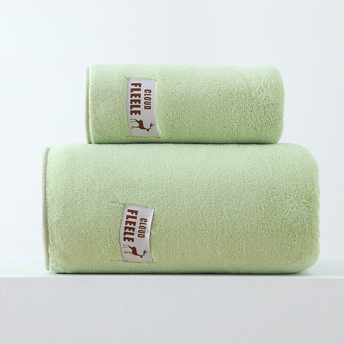 娇兰毛巾 2025新款7A抗菌毛巾加大加厚纳米绒浴巾套巾 组合装-岱山绿 毛巾40*80cm+浴巾80*160cm