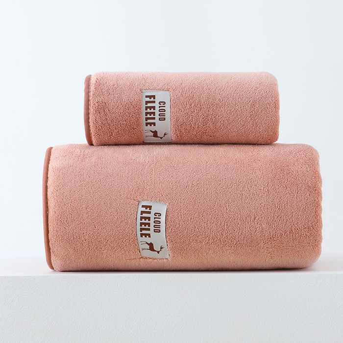 娇兰毛巾 2025新款7A抗菌毛巾加大加厚纳米绒浴巾套巾 组合装-摩卡红 毛巾40*80cm+浴巾80*160cm