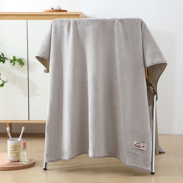 91家纺网 家纺一手货源 找家纺 娇兰毛巾 2025新款7A抗菌毛巾加大加厚纳米绒浴巾套巾 组合装-暮云灰 毛巾40*80cm+浴巾80*160cm