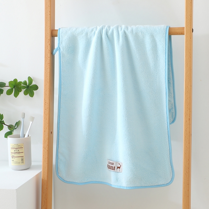 91家纺网 家纺一手货源 找家纺 娇兰毛巾 2025新款7A抗菌毛巾加大加厚纳米绒浴巾套巾 组合装-云蓝 毛巾40*80cm+浴巾80*160cm