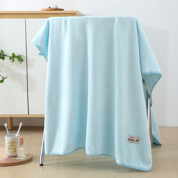 91家纺网 家纺一手货源 找家纺 娇兰毛巾 2025新款7A抗菌毛巾加大加厚纳米绒浴巾套巾 组合装-云蓝 毛巾40*80cm+浴巾80*160cm