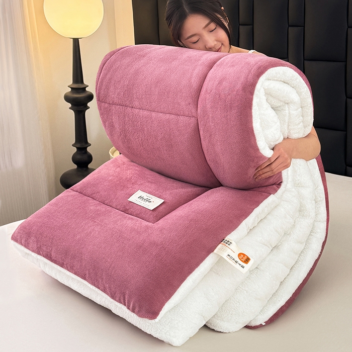 91家纺网 家纺一手货源 找家纺 天瑜家纺 2026新款180克牛奶绒羊羔绒冬被外贸被子电商跨境冬被被子被芯 豆沙白