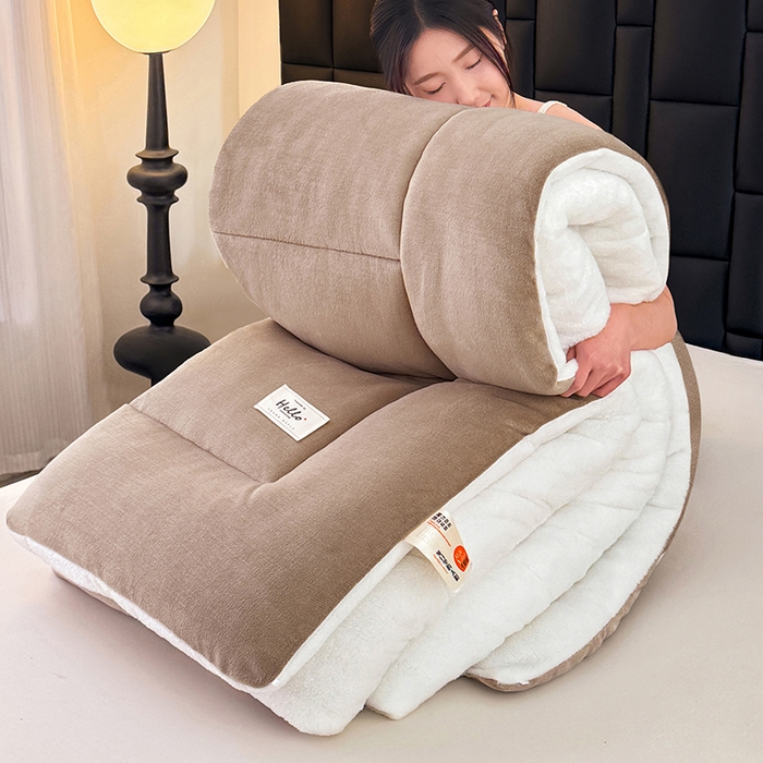 91家纺网 家纺一手货源 找家纺 天瑜家纺 2026新款180克牛奶绒羊羔绒冬被外贸被子电商跨境冬被被子被芯 浅驼白