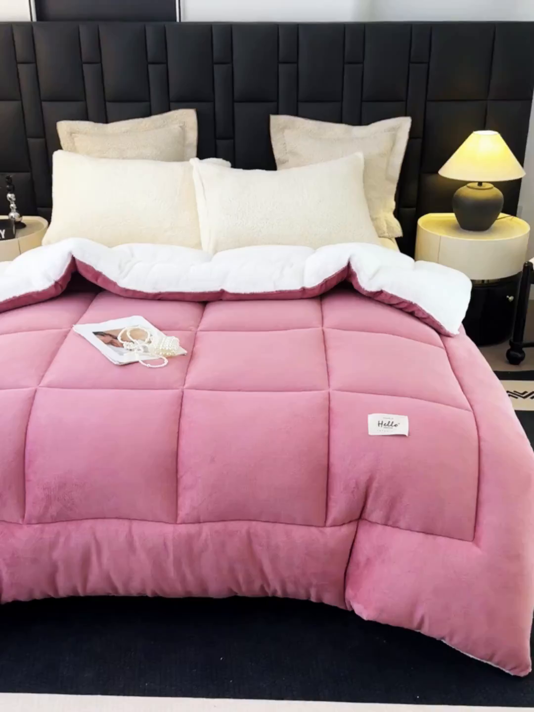 91家纺网 家纺一手货源 找家纺 天瑜家纺 2026新款180克牛奶绒羊羔绒冬被外贸被子电商跨境冬被被子被芯 豆沙白