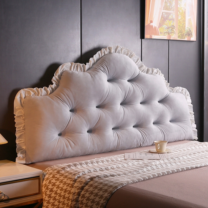 91家纺网 家纺一手货源 找家纺 （总）碧尔家居 2025新款网红轻奢免洗床头靠垫防撞双人床上靠卧室客厅沙发飘窗软包靠背麦浪水晶绒机械钉扣