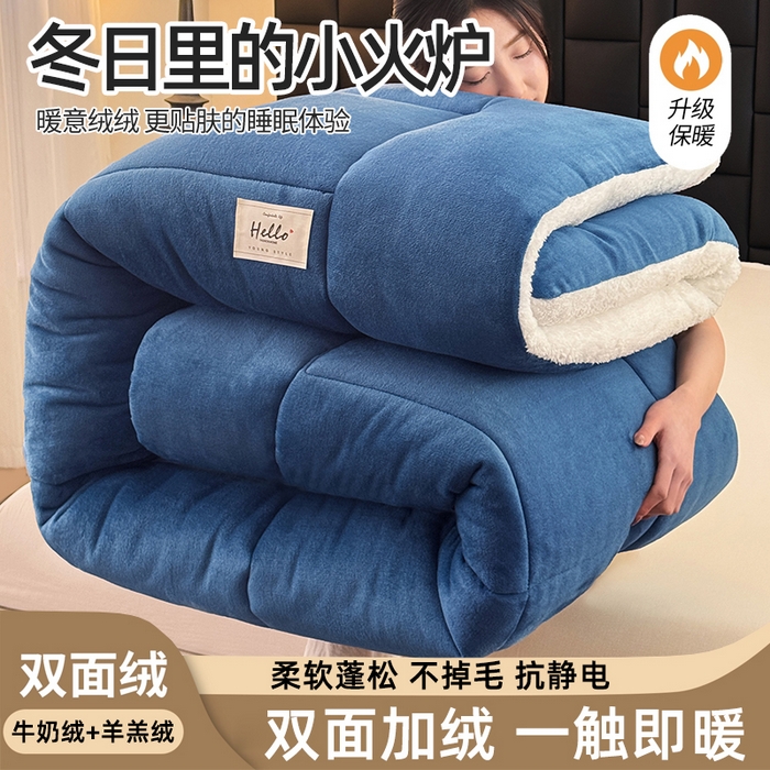 91家纺网 家纺一手货源 找家纺 （总）天瑜家纺 2026新款180克牛奶绒羊羔绒冬被外贸被子电商跨境冬被被子被芯