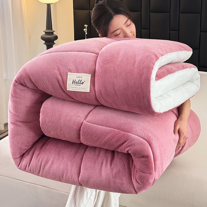 91家纺网 家纺一手货源 找家纺 （总）天瑜家纺 2026新款180克牛奶绒羊羔绒冬被外贸被子电商跨境冬被被子被芯