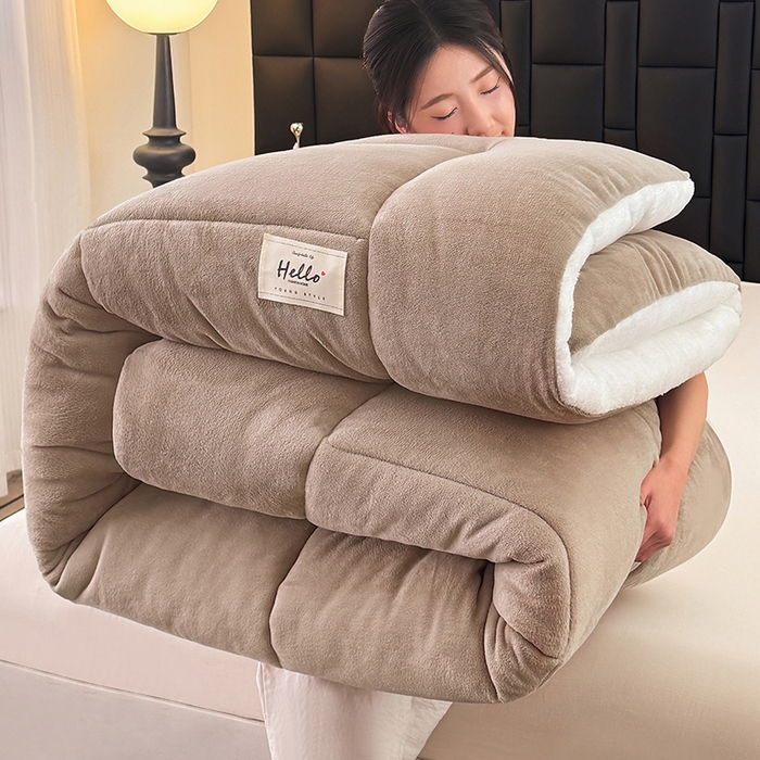 91家纺网 家纺一手货源 找家纺 （总）天瑜家纺 2026新款180克牛奶绒羊羔绒冬被外贸被子电商跨境冬被被子被芯