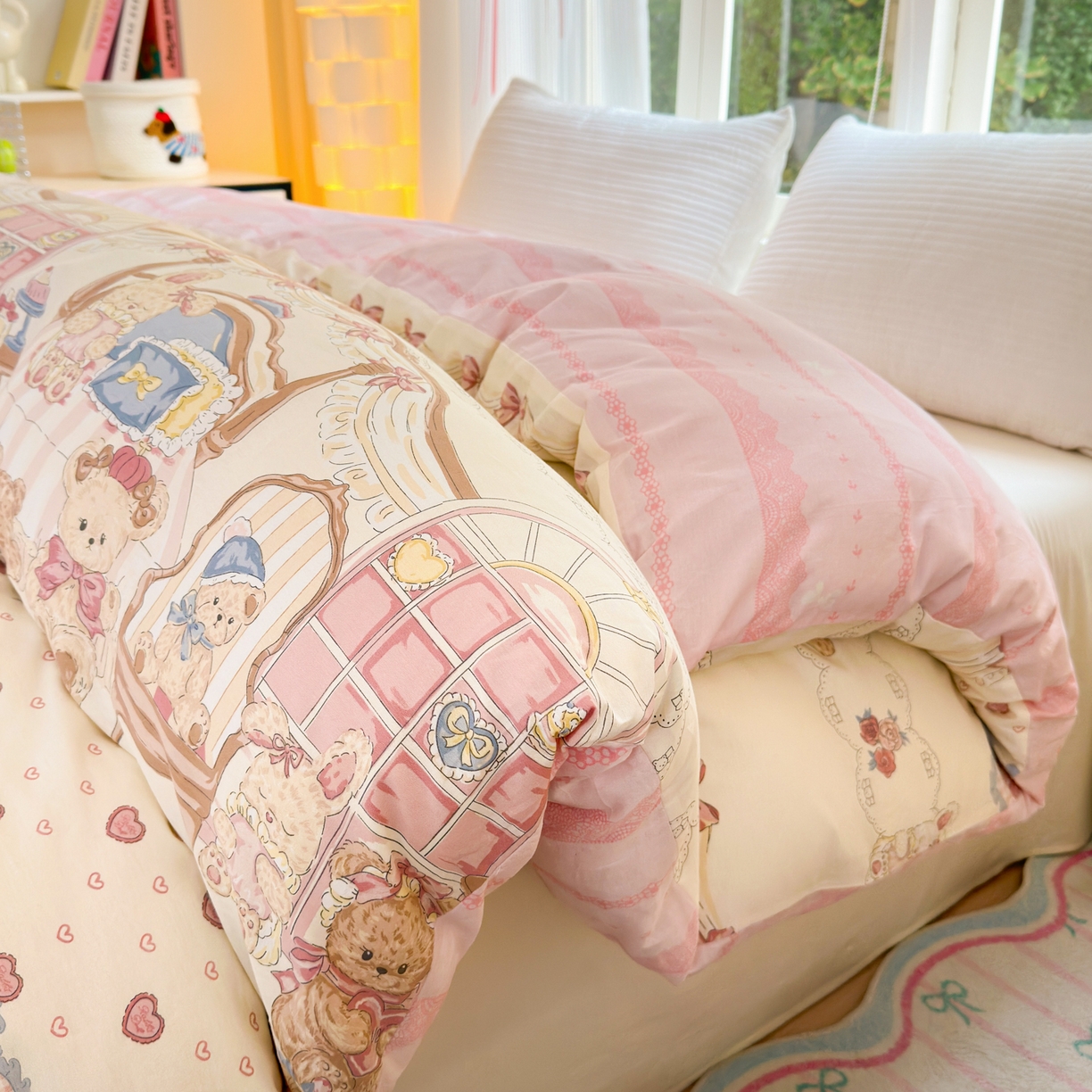 91家纺网 家纺一手货源 找家纺 清雅福 2025新款全棉柔软印花系列单被套 安缦小熊