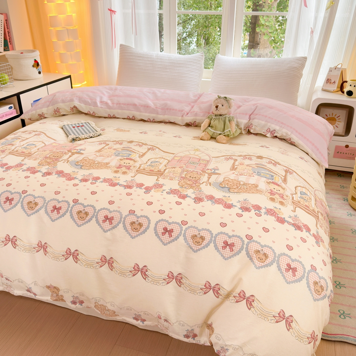 91家纺网 家纺一手货源 找家纺 清雅福 2025新款全棉柔软印花系列单被套 安缦小熊