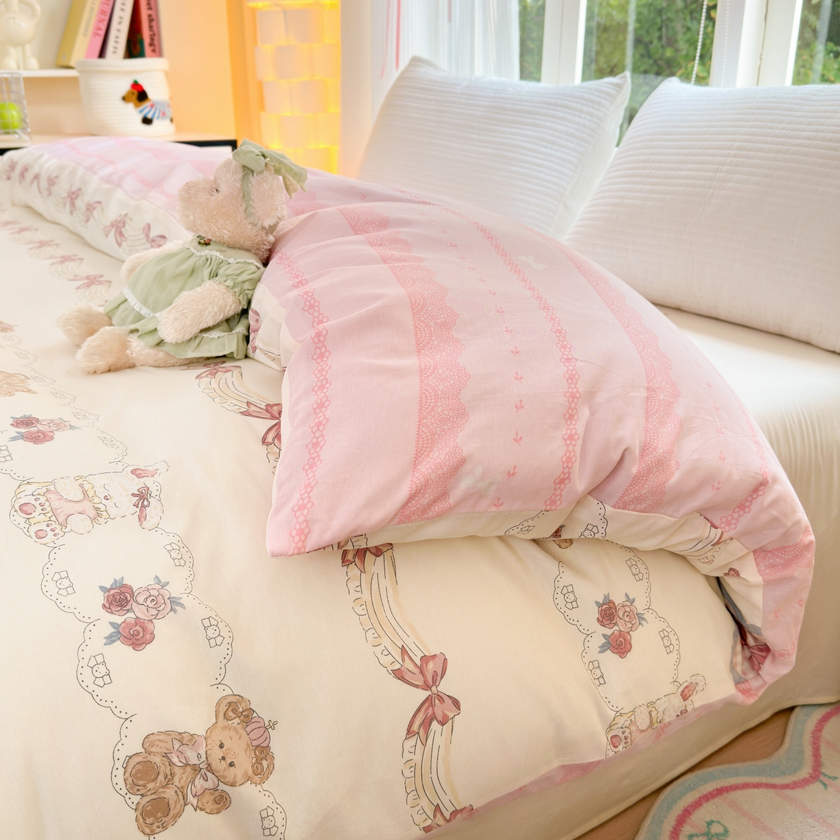 91家纺网 家纺一手货源 找家纺 清雅福 2025新款全棉柔软印花系列单被套 安缦小熊