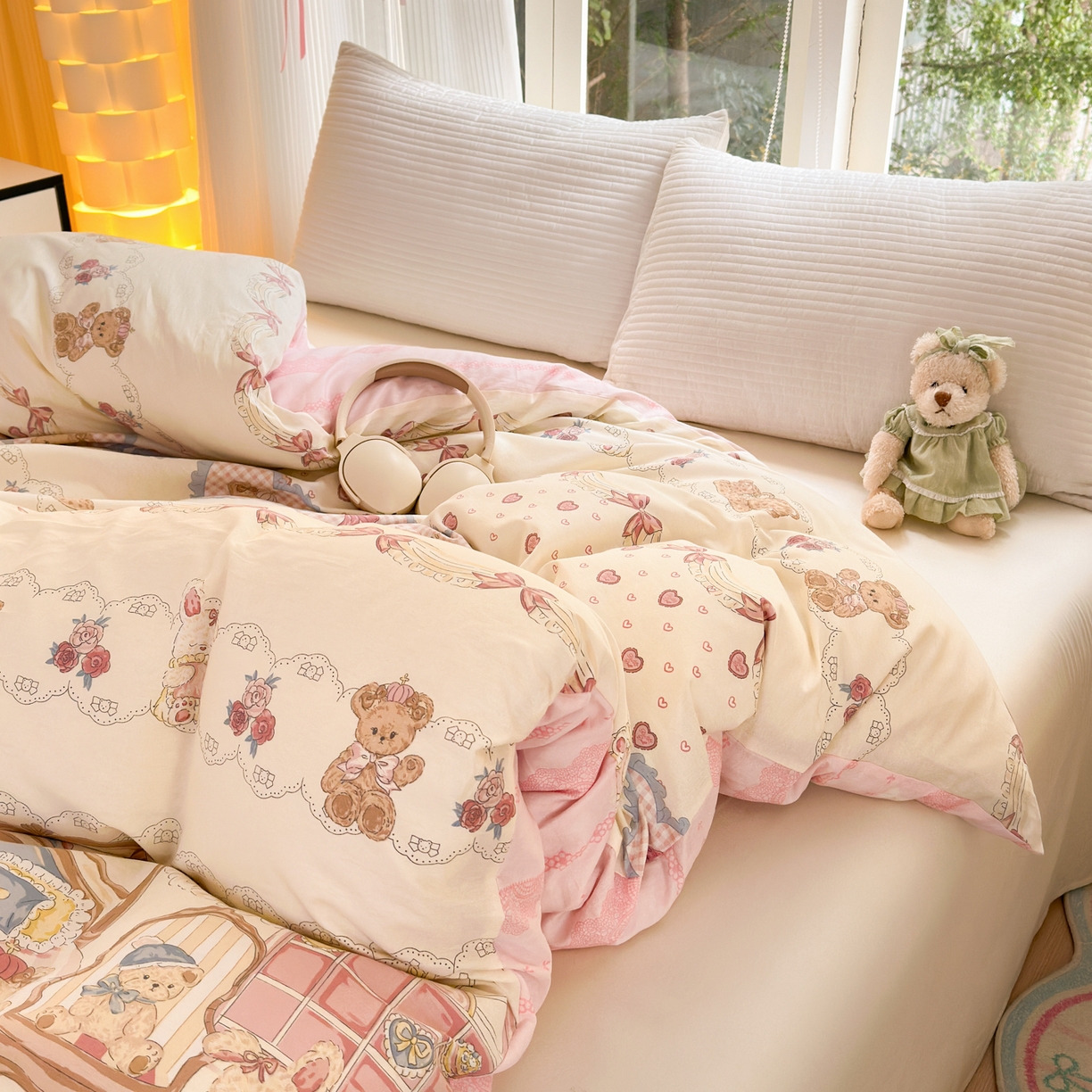 91家纺网 家纺一手货源 找家纺 清雅福 2025新款全棉柔软印花系列单被套 安缦小熊