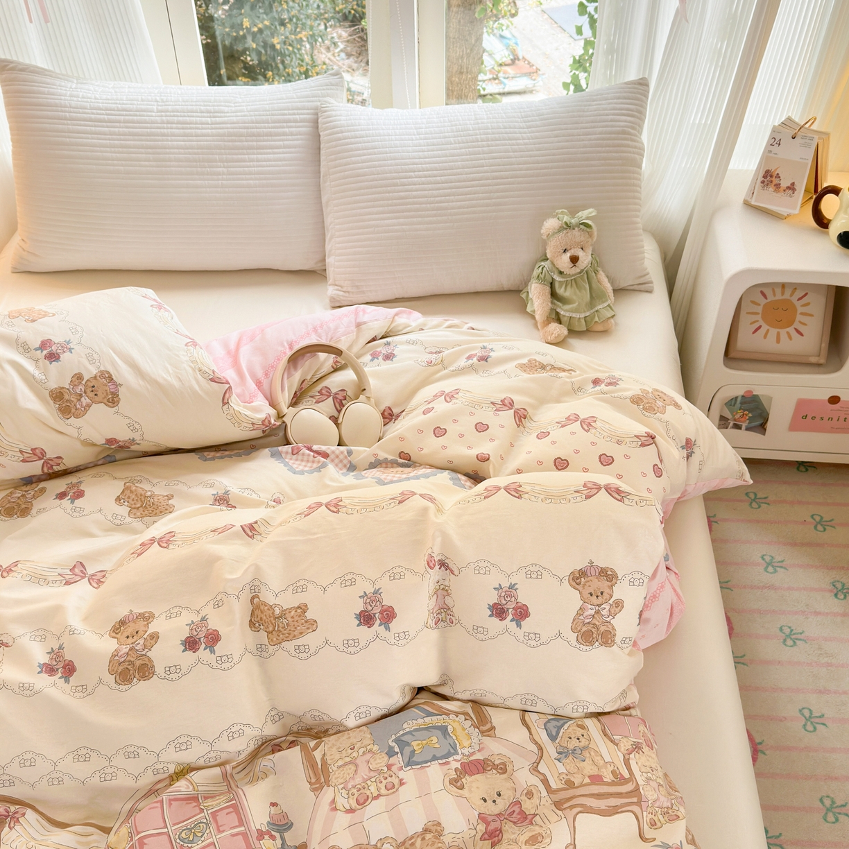 91家纺网 家纺一手货源 找家纺 清雅福 2025新款全棉柔软印花系列单被套 安缦小熊