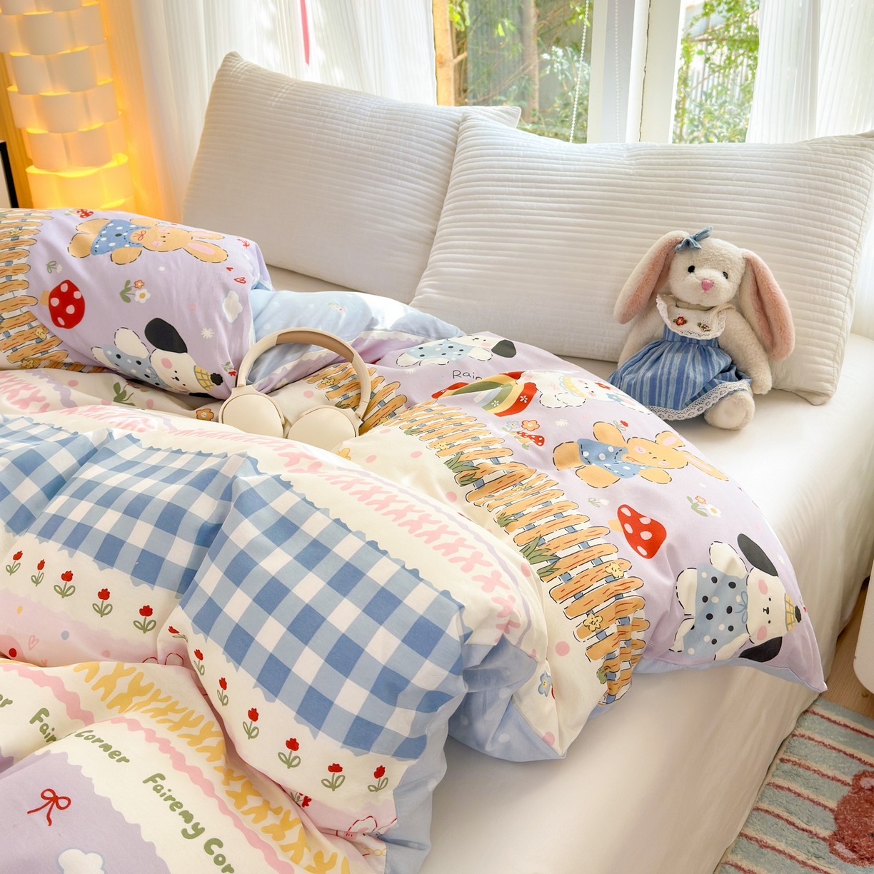 91家纺网 家纺一手货源 找家纺 清雅福 2025新款全棉柔软印花系列单被套 彩虹小镇