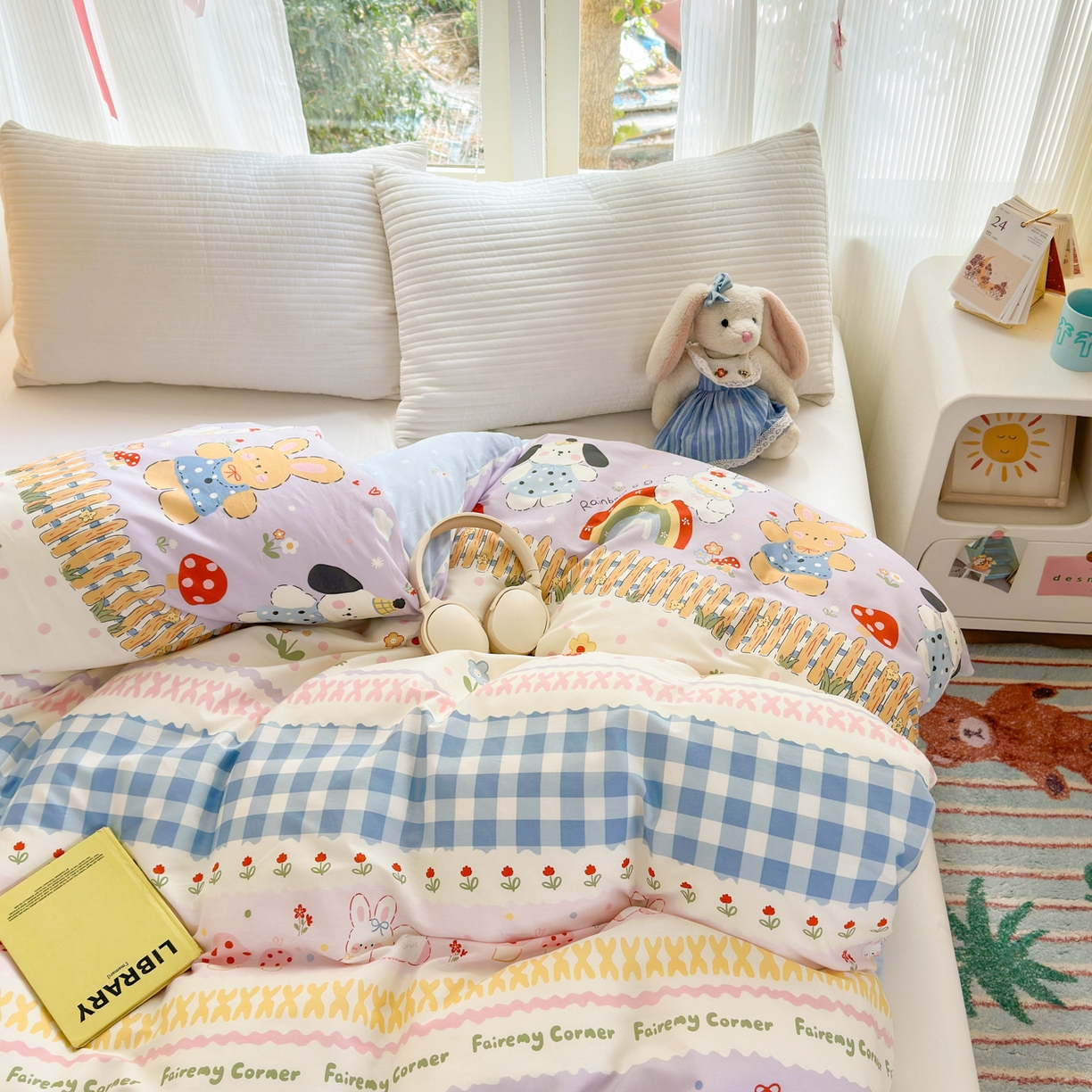 91家纺网 家纺一手货源 找家纺 清雅福 2025新款全棉柔软印花系列单被套 彩虹小镇