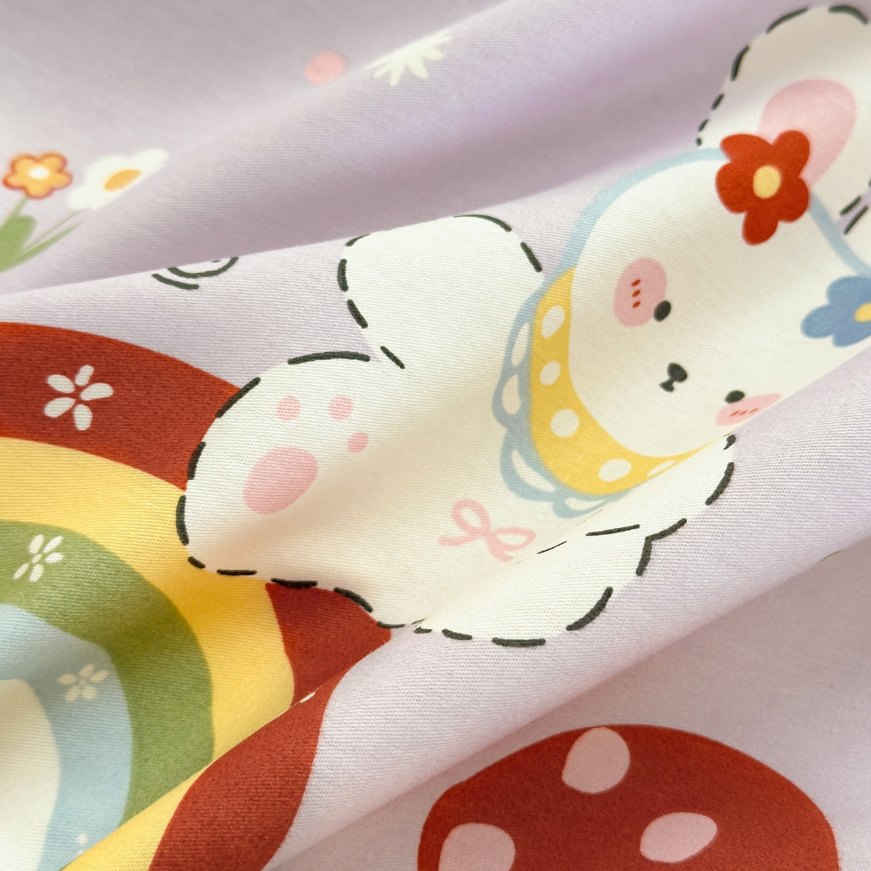 91家纺网 家纺一手货源 找家纺 清雅福 2025新款全棉柔软印花系列单被套 彩虹小镇