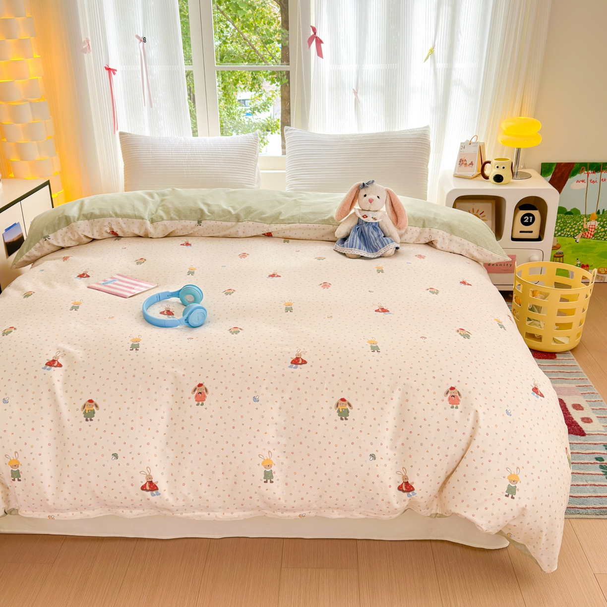 91家纺网 家纺一手货源 找家纺 清雅福 2025新款全棉柔软印花系列单被套 大耳朵