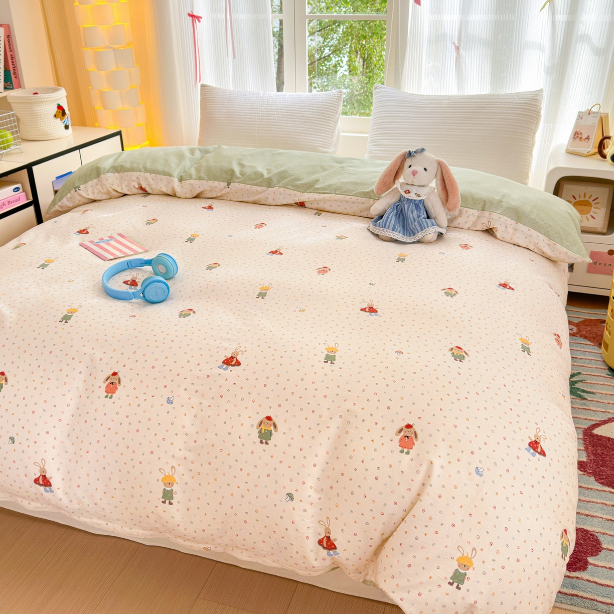 91家纺网 家纺一手货源 找家纺 清雅福 2025新款全棉柔软印花系列单被套 大耳朵