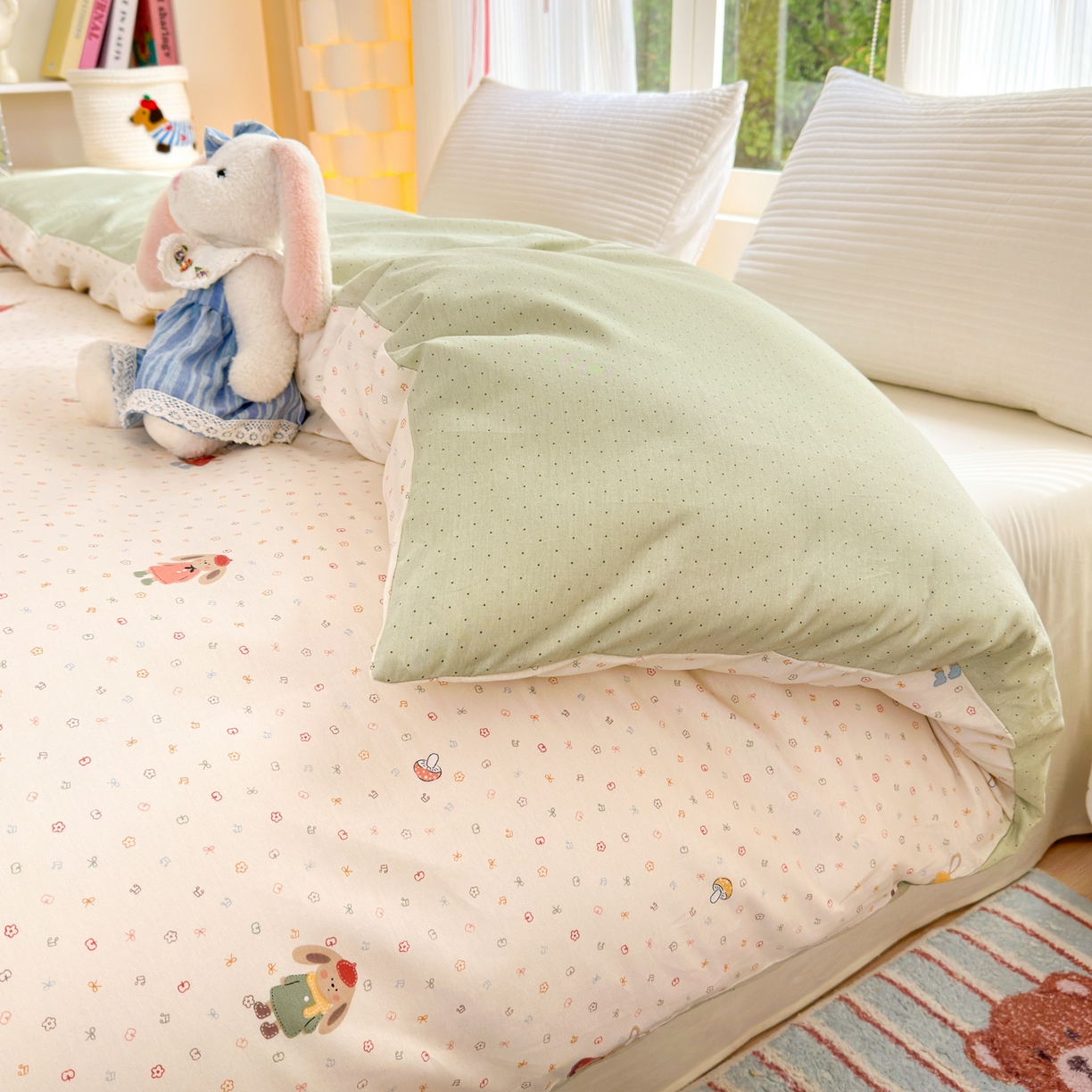 91家纺网 家纺一手货源 找家纺 清雅福 2025新款全棉柔软印花系列单被套 大耳朵