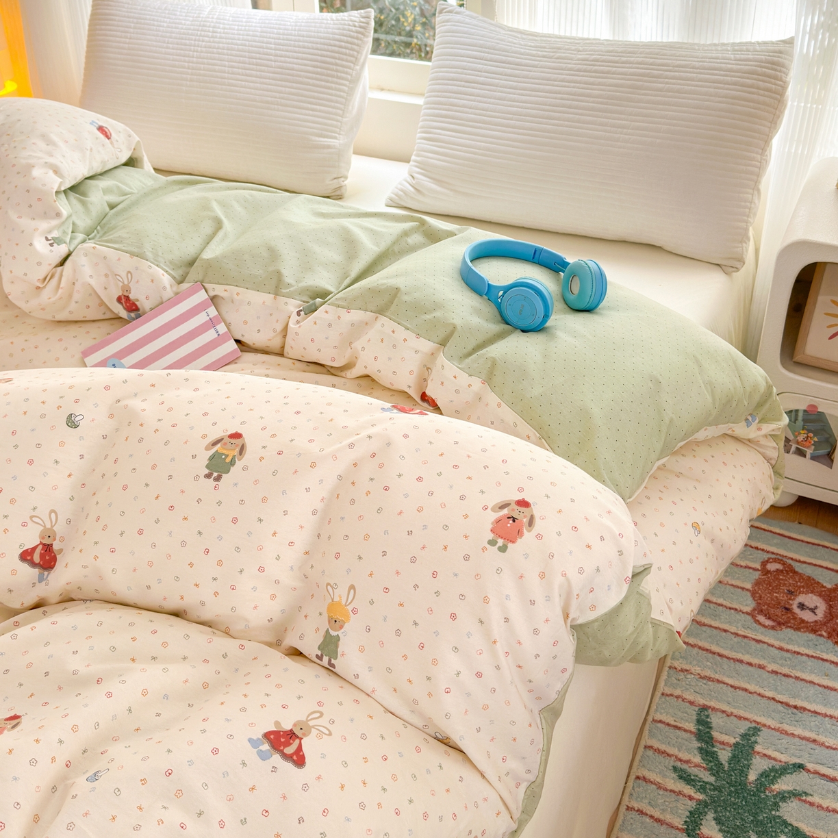 91家纺网 家纺一手货源 找家纺 清雅福 2025新款全棉柔软印花系列单被套 大耳朵