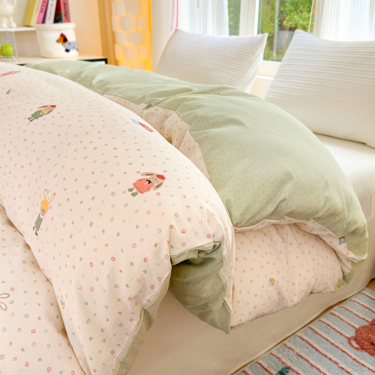 91家纺网 家纺一手货源 找家纺 清雅福 2025新款全棉柔软印花系列单被套 大耳朵