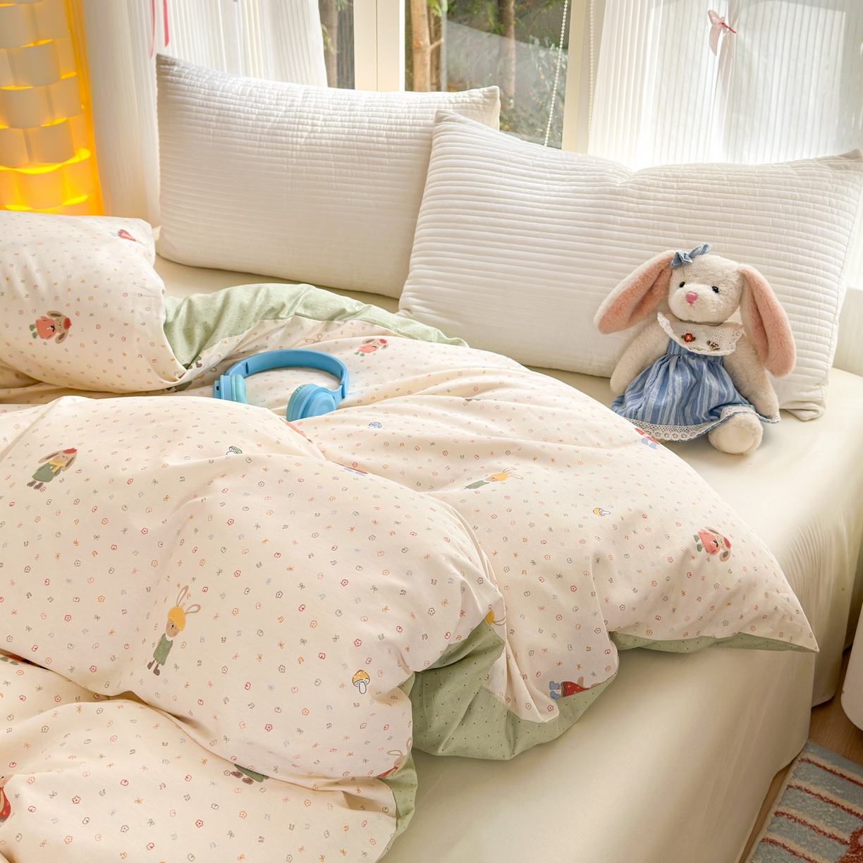 91家纺网 家纺一手货源 找家纺 清雅福 2025新款全棉柔软印花系列单被套 大耳朵