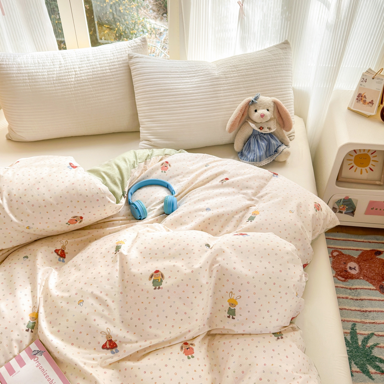 91家纺网 家纺一手货源 找家纺 清雅福 2025新款全棉柔软印花系列单被套 大耳朵