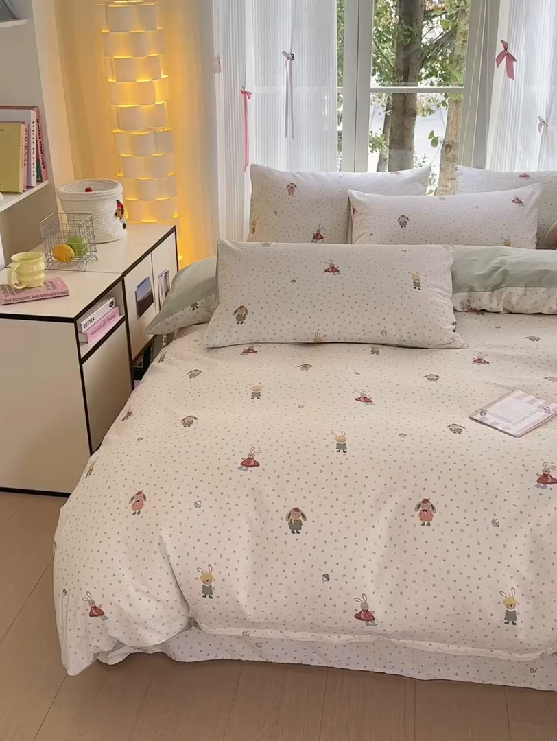 91家纺网 家纺一手货源 找家纺 清雅福 2025新款全棉柔软印花系列单被套 大耳朵