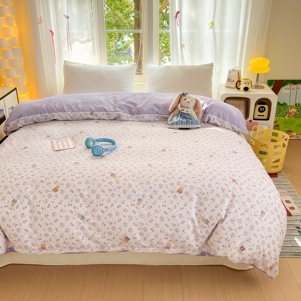 91家纺网 家纺一手货源 找家纺 清雅福 2025新款全棉柔软印花系列单被套 乖乖兔