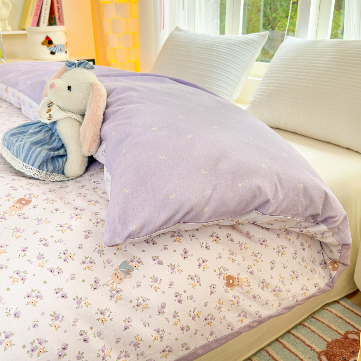 91家纺网 家纺一手货源 找家纺 清雅福 2025新款全棉柔软印花系列单被套 乖乖兔