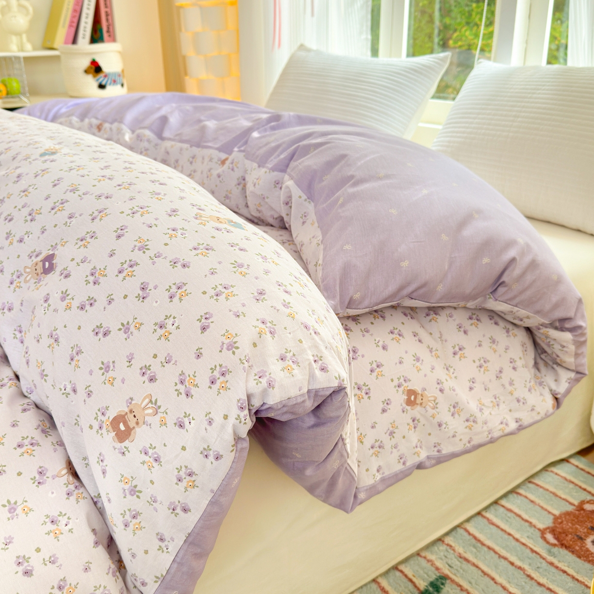 91家纺网 家纺一手货源 找家纺 清雅福 2025新款全棉柔软印花系列单被套 乖乖兔